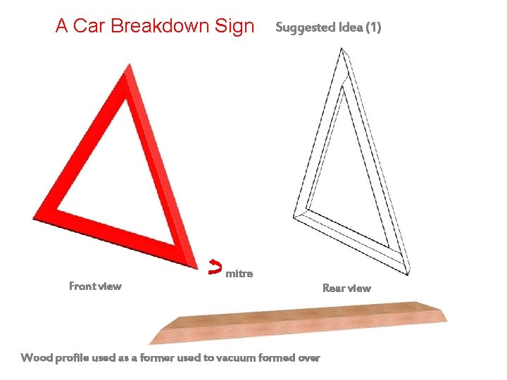 A Car Breakdown Sign Front view Suggested Idea (1) mitre Wood profile used as