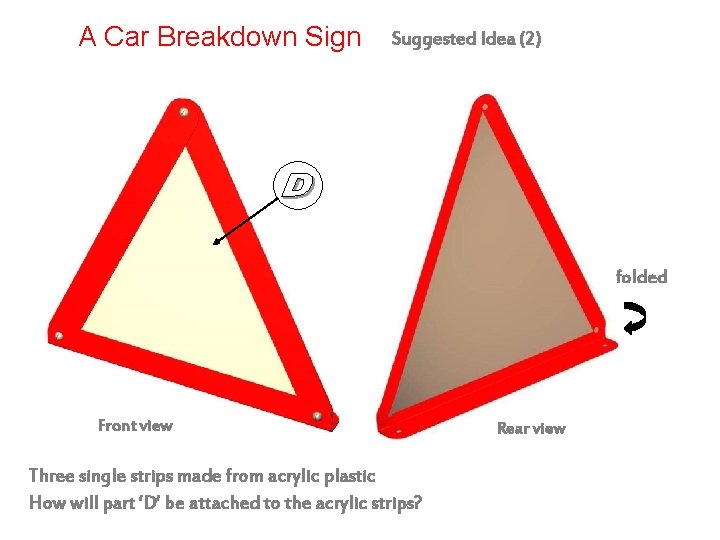 A Car Breakdown Sign Suggested Idea (2) folded Front view Three single strips made