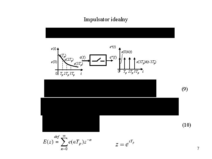 Impulsator idealny e (t) e(0) e(Tp) e(2 Tp) e(0) (t) e(3 Tp) (t-3 Tp)