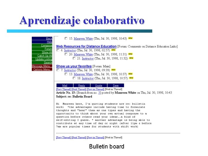 Aprendizaje colaborativo Bulletin board 