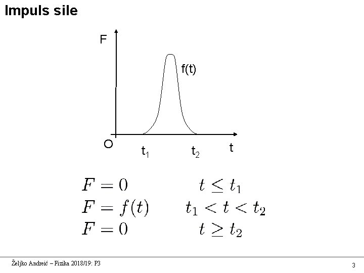 Impuls sile F f(t) O Željko Andreić – Fizika 2018/19: P 3 t 1