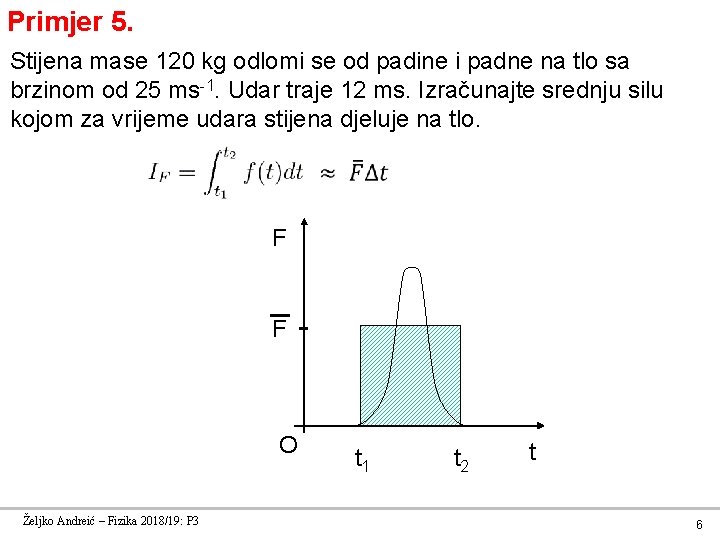 Primjer 5. Stijena mase 120 kg odlomi se od padine i padne na tlo