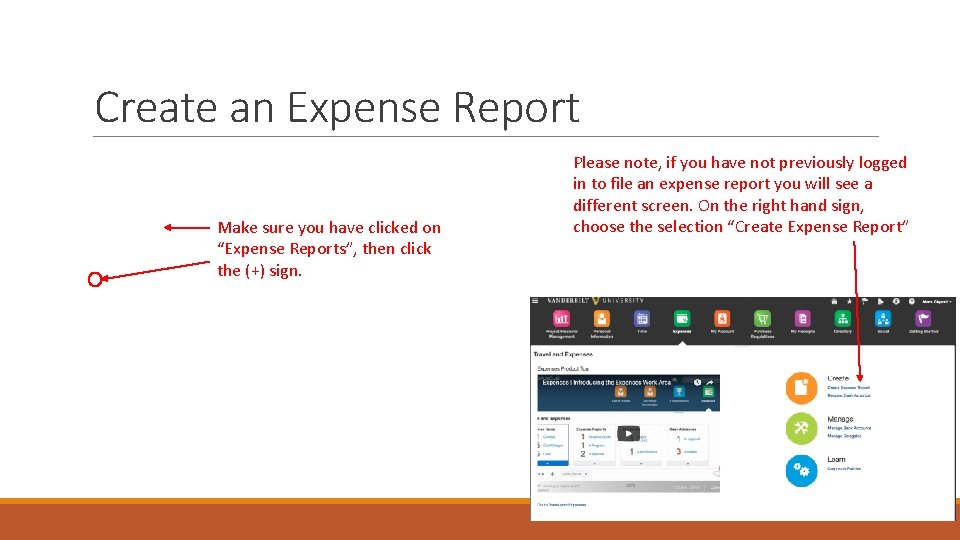 Create an Expense Report Make sure you have clicked on “Expense Reports”, then click
