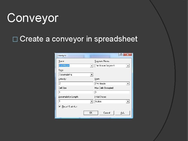 Conveyor � Create a conveyor in spreadsheet 