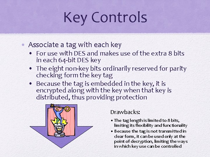 Key Controls • Associate a tag with each key • For use with DES