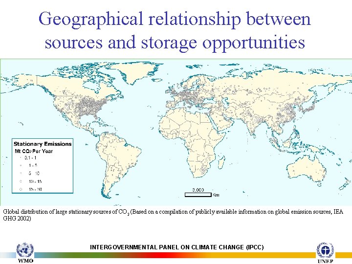 Geographical relationship between sources and storage opportunities Global distribution of large stationary sources of