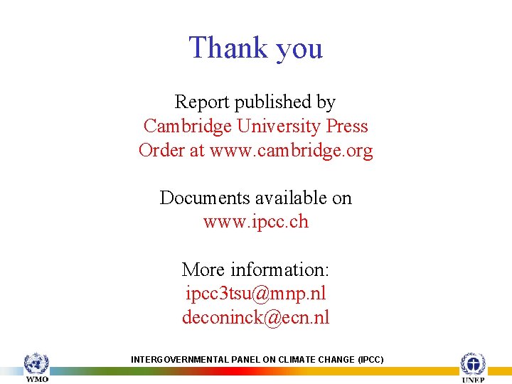 Thank you Report published by Cambridge University Press Order at www. cambridge. org Documents