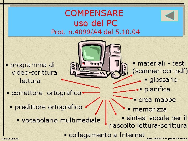 COMPENSARE uso del PC Prot. n. 4099/A 4 del 5. 10. 04 programma di