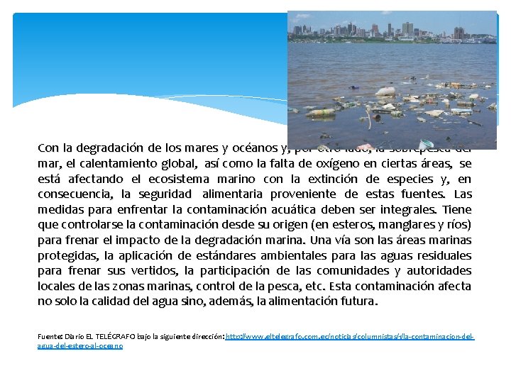 Con la degradación de los mares y océanos y, por otro lado, la sobrepesca