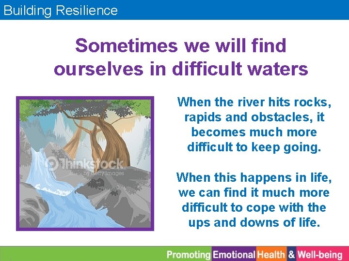 Building Resilience Sometimes we will find ourselves in difficult waters When the river hits
