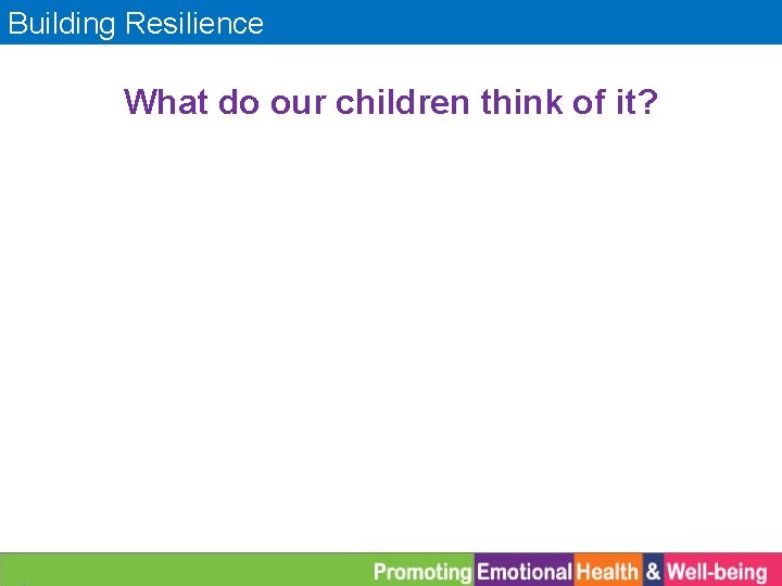 Building Resilience What do our children think of it? 