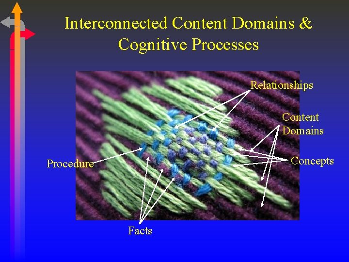 Interconnected Content Domains & Cognitive Processes Relationships Content Domains Concepts Procedure Facts 