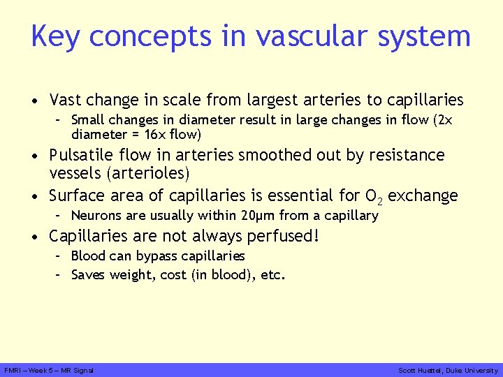 Key concepts in vascular system • Vast change in scale from largest arteries to