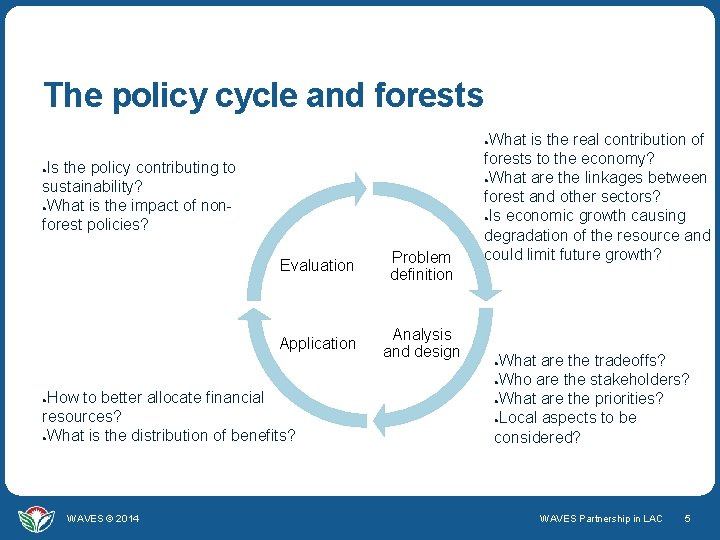 The policy cycle and forests What is the real contribution of forests to the