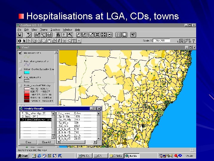 Hospitalisations at LGA, CDs, towns 