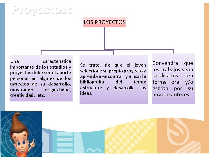 Proyectos: Una característica importante de los estudios y proyectos debe ser el aporte personal