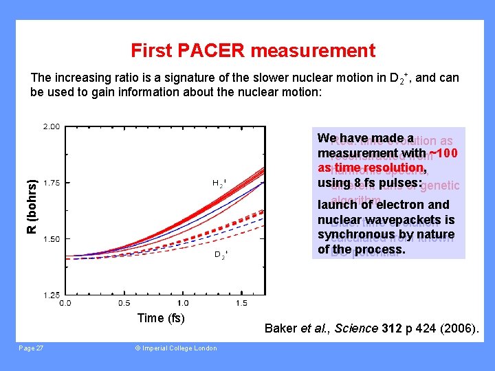 First PACER measurement The increasing ratio is a signature of the slower nuclear motion