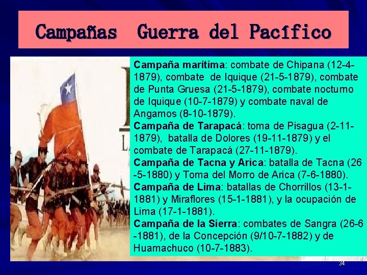 Campañas Guerra del Pacífico Campaña marítima: combate de Chipana (12 -41879), combate de Iquique