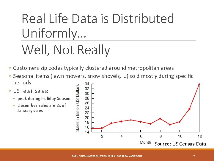 Real Life Data is Distributed Uniformly… Well, Not Really ◦ Customers zip codes typically