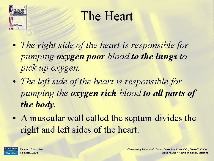 The Heart • The right side of the heart is responsible for pumping oxygen