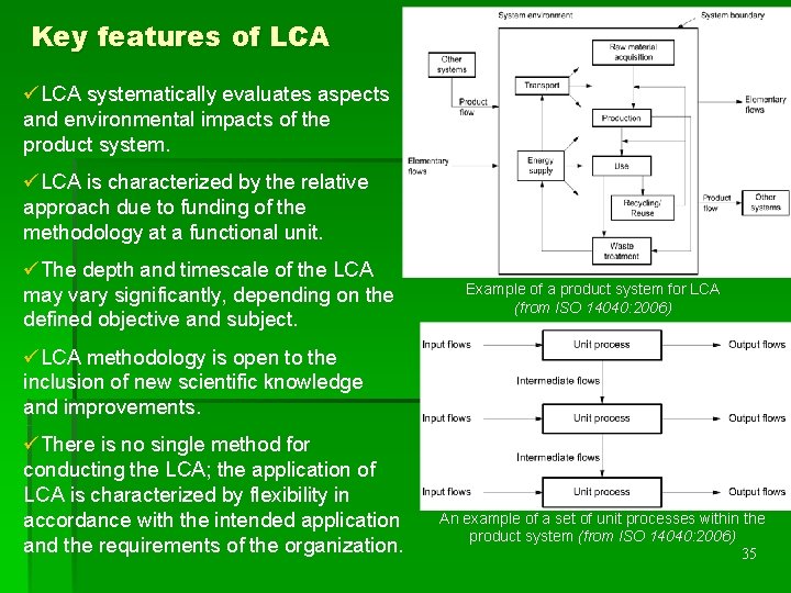 Key features of LCA üLCA systematically evaluates aspects and environmental impacts of the product