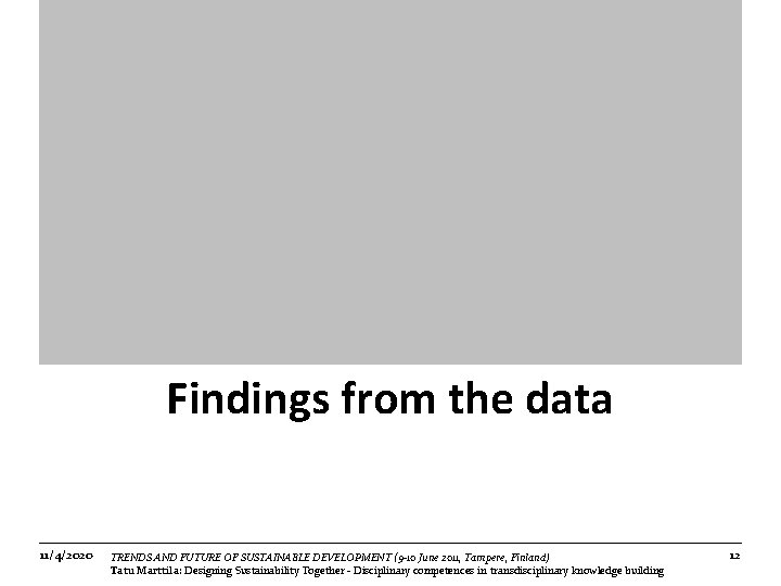 Findings from the data 11/4/2020 TRENDS AND FUTURE OF SUSTAINABLE DEVELOPMENT (9 -10 June