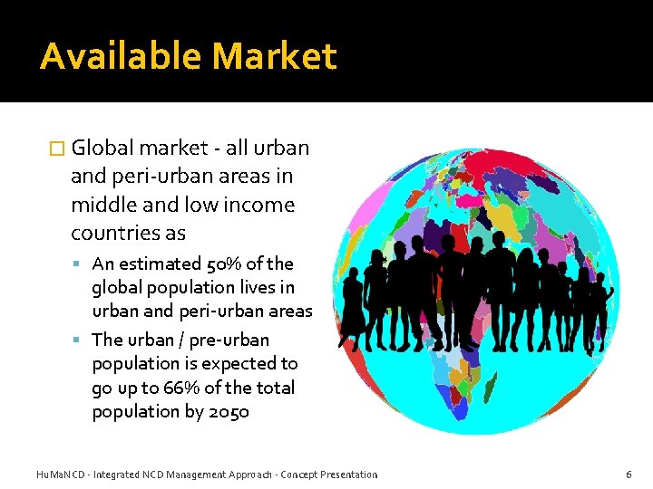 Available Market � Global market - all urban and peri-urban areas in middle and