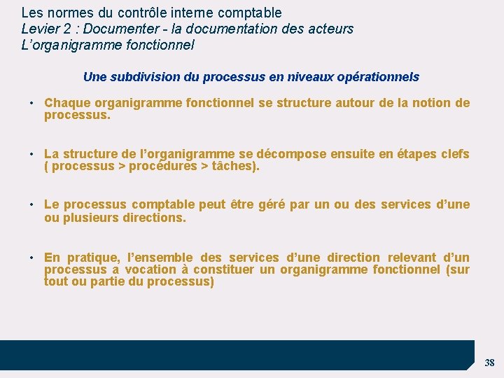 Les normes du contrôle interne comptable Levier 2 : Documenter - la documentation des