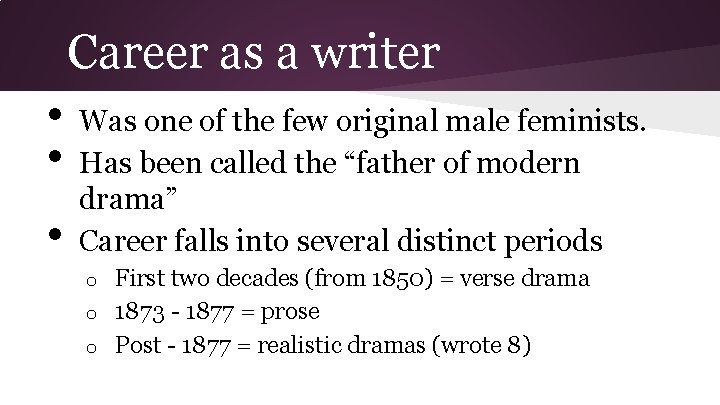 Career as a writer • • • Was one of the few original male
