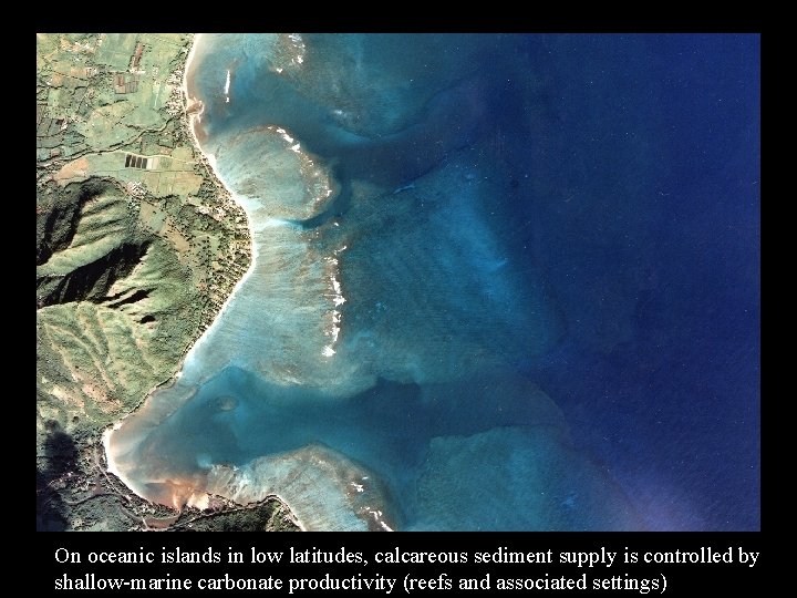 On oceanic islands in low latitudes, calcareous sediment supply is controlled by shallow-marine carbonate