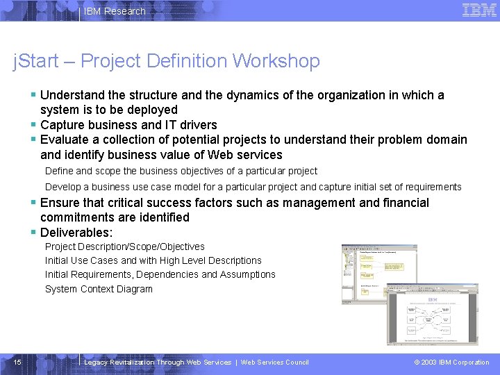 IBM Research j. Start – Project Definition Workshop § Understand the structure and the