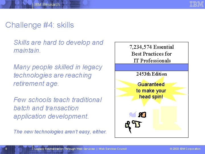 IBM Research Challenge #4: skills Skills are hard to develop and maintain. Many people