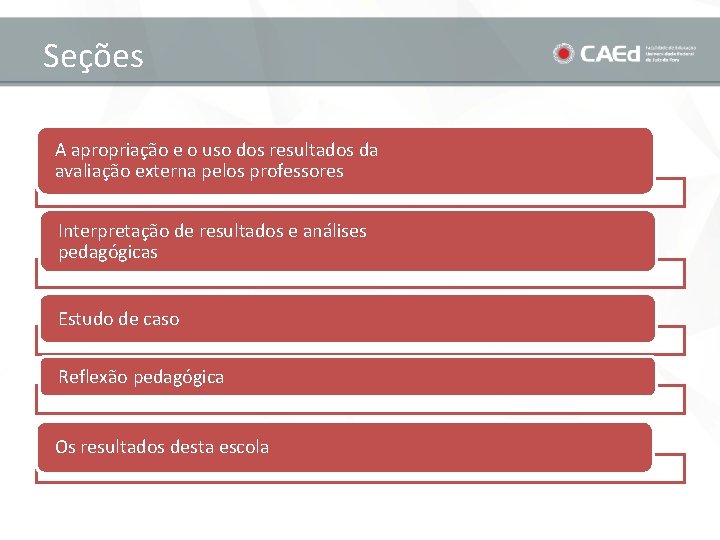 Seções A apropriação e o uso dos resultados da avaliação externa pelos professores Interpretação