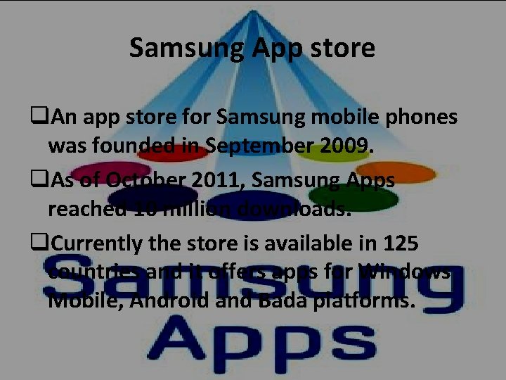 Samsung App store q. An app store for Samsung mobile phones was founded in