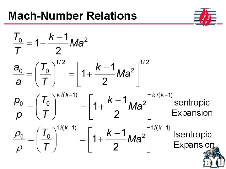 Mach-Number Relations Isentropic Expansion 