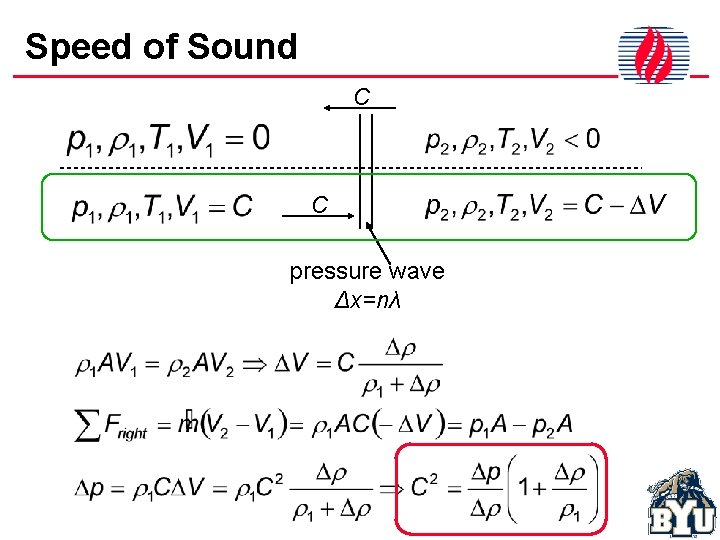Speed of Sound C C pressure wave Δx=nλ 