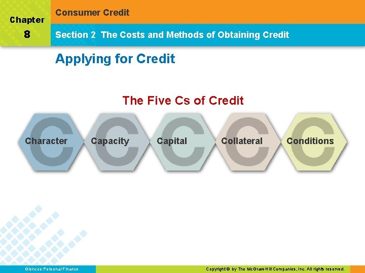 Chapter 8 Consumer Credit Section 2 The Costs and Methods of Obtaining Credit Applying