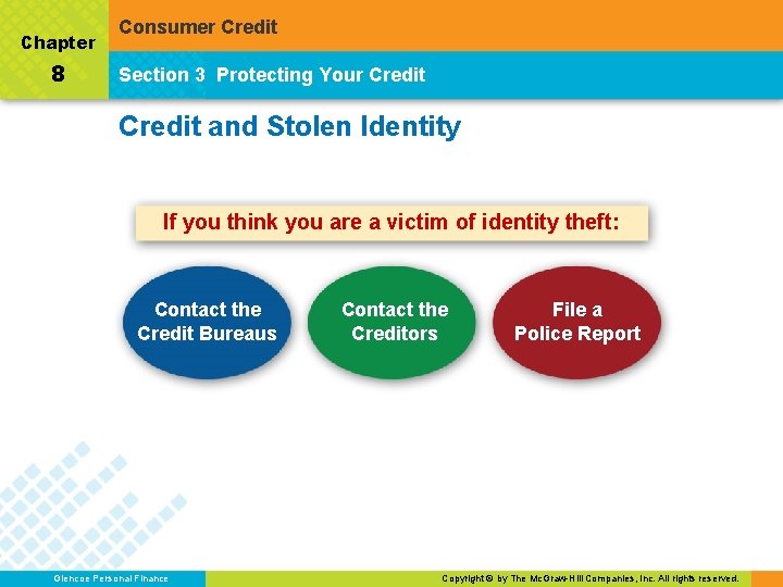 Chapter 8 Consumer Credit Section 3 Protecting Your Credit and Stolen Identity If you