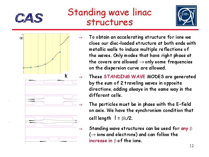 Standing wave linac structures w k To obtain an accelerating structure for ions we