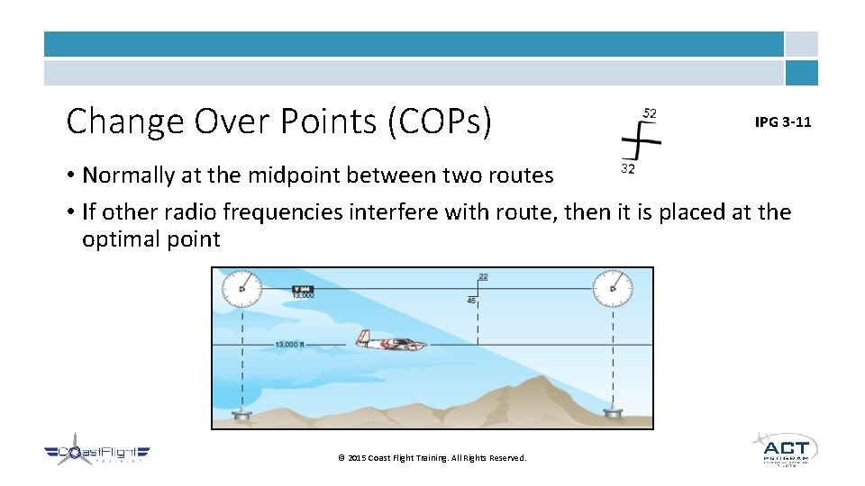 Change Over Points (COPs) IPG 3 -11 • Normally at the midpoint between two