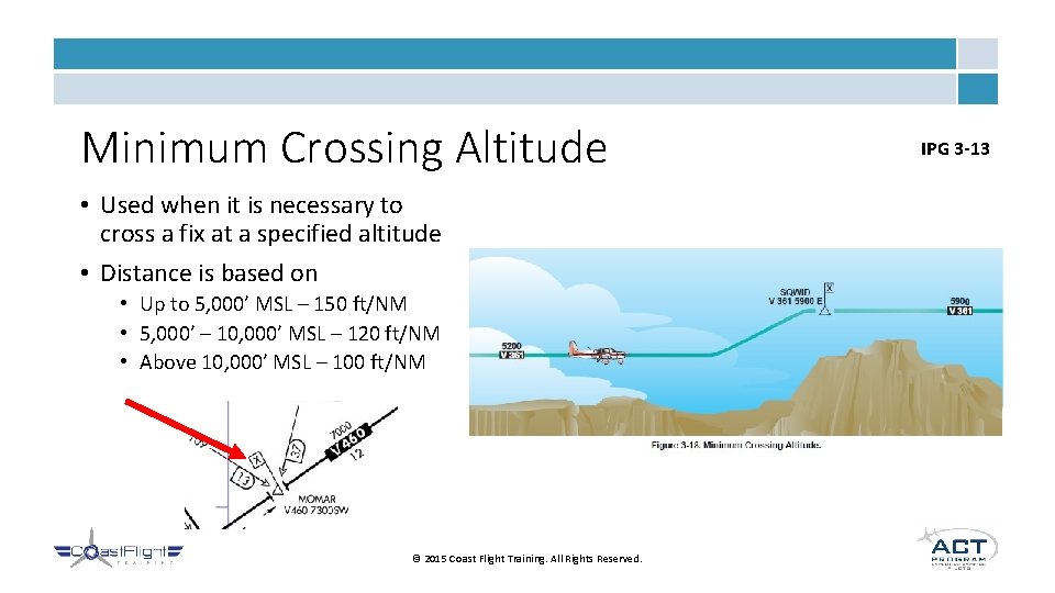 Minimum Crossing Altitude • Used when it is necessary to cross a fix at Minimum Crossing Altitude • Used when it is necessary to cross a fix at