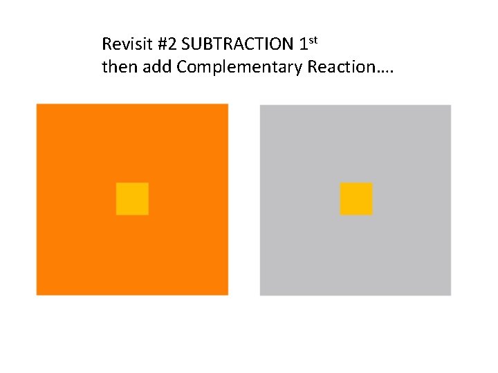 Revisit #2 SUBTRACTION 1 st then add Complementary Reaction…. 