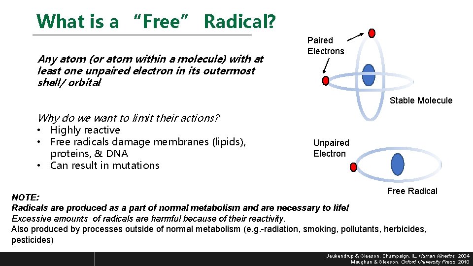 What is a “Free” Radical? Any atom (or atom within a molecule) with at