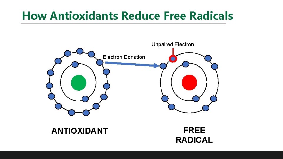 How Antioxidants Reduce Free Radicals Unpaired Electron Donation ANTIOXIDANT FREE RADICAL 