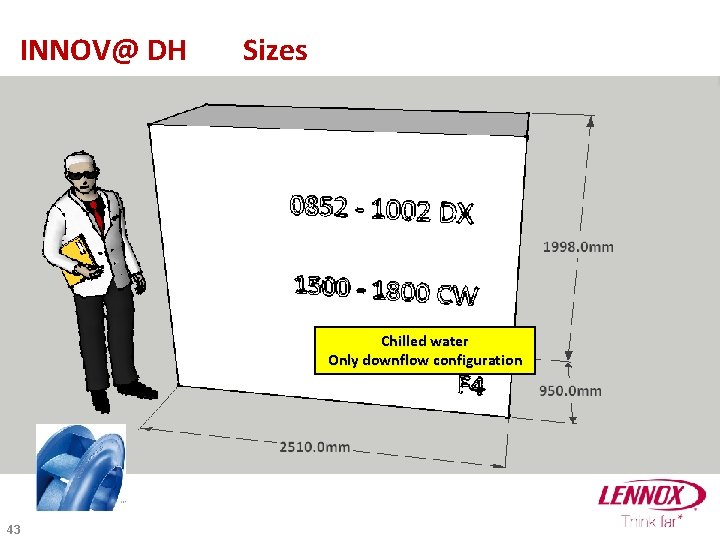 INNOV@ DH Sizes Chilled water Only downflow configuration 43 