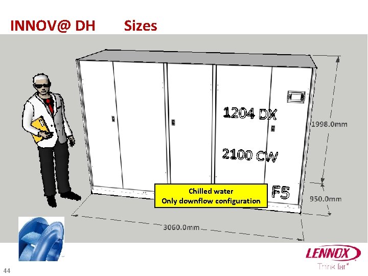 INNOV@ DH Sizes Chilled water Only downflow configuration 44 