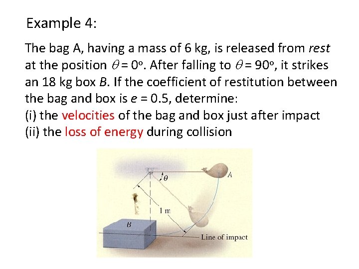 Example 4: The bag A, having a mass of 6 kg, is released from