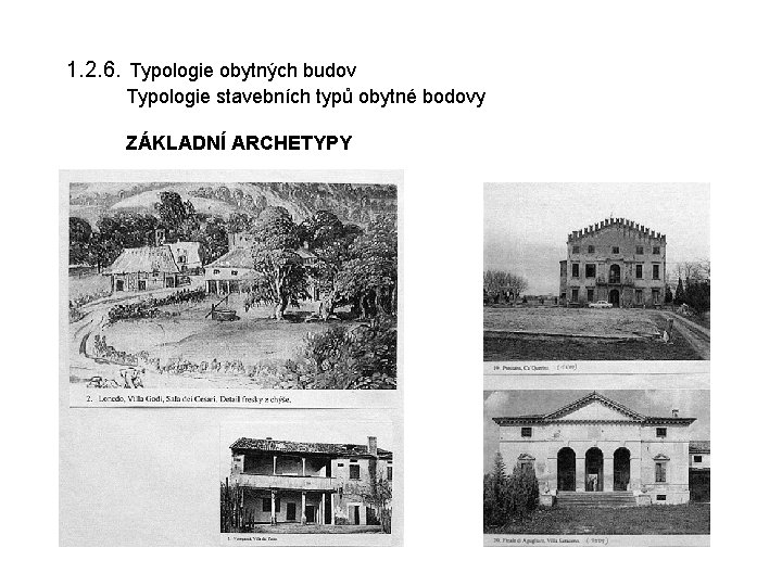 1. 2. 6. Typologie obytných budov Typologie stavebních typů obytné bodovy ZÁKLADNÍ ARCHETYPY 