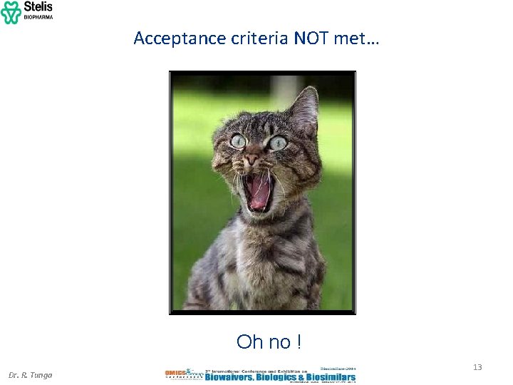 Acceptance criteria NOT met… Oh no ! Dr. R. Tunga 13 