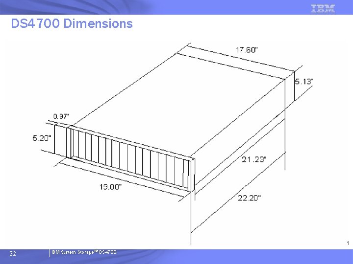 DS 4700 Dimensions 2005 2006 J. Murtagh 22 IBM System Storage. TM DS 4700